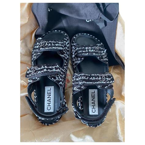 chanel metallic dad sandals|chanel dad sandals tweed.